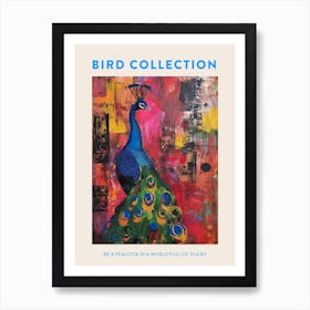 Colourful Brushstroke Peacock 4 Poster Art Print