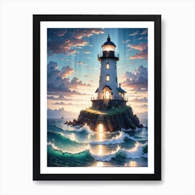 A Lighthouse In The Middle Of The Ocean 62 Art Print