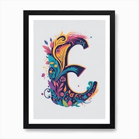 Colorful Letter E Illustration 29 Art Print