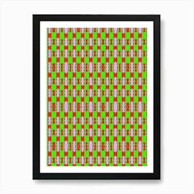 Green And Pink Checkered Pattern Art Print