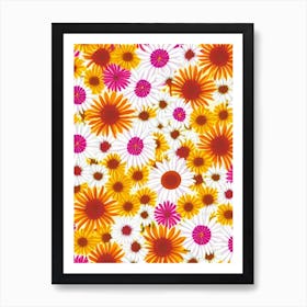 Oxeye Daisy Floral Print Warm Tones 1 Flower Art Print