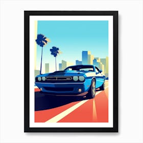 A Dodge Challenger In French Riviera Car Illustration 2 Art Print