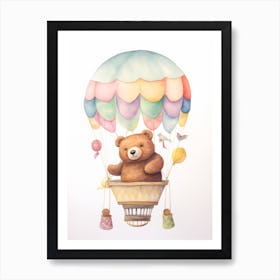 Baby Bear 4 In A Hot Air Balloon Art Print