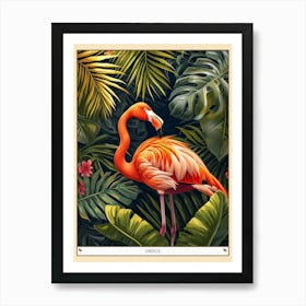 Greater Flamingo Greece Tropical Illustration 6 Poster Art Print