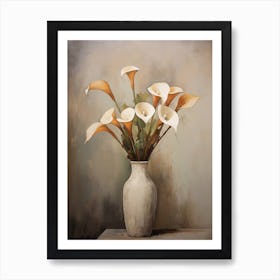 Calla Lily, Autumn Fall Flowers Sitting In A White Vase, Farmhouse Style 3 Art Print