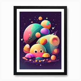 Asteroid Belt Kawaii Kids Space Art Print