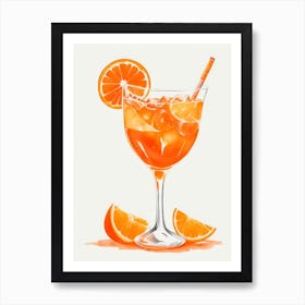 Aperol With Ice And Orange Watercolor Vertical Composition 34 Art Print