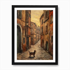 Painting Of Florence With A Cat In The Style Of Renaissance, Da Vinci 1 Art Print
