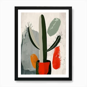 Rat Tail Cactus Minimalist Abstract Illustration 3 Art Print