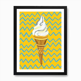 Ice Cream Yellow Zigzag Art Print