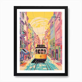 Lisbon In Risograph Style 3 Art Print