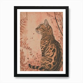 Bengal Cat Japanese Illustration 2 Art Print