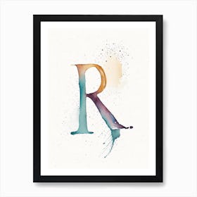 R, Letter, Alphabet Minimalist Watercolour 1 Art Print