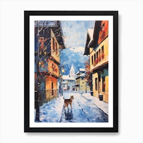 Cat In The Streets Of Interlaken   Switzerland With Snow 3 Art Print