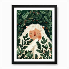 Cute Cat In The Forest Art Print