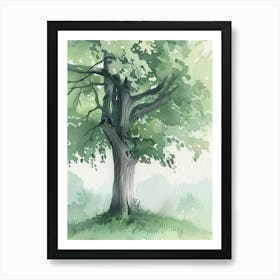 Beech Tree Atmospheric Watercolour Painting 3 Art Print