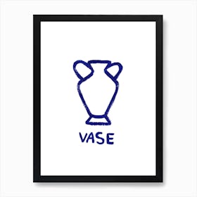 Greek Vase Blue 2 Art Print