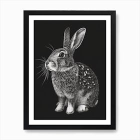 English Spot Blockprint Rabbit Illustration 3 Art Print