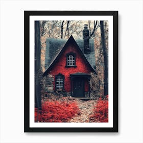 Red House In The Woods Art Print