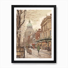 Vintage Winter Illustration Belfast Northern Ireland 2 Art Print