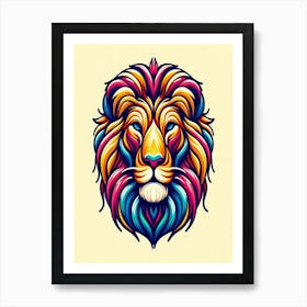 Colorful Lion Head Art Print