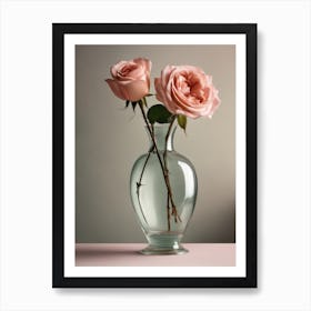 A Vase Of Pink Roses 46 Art Print