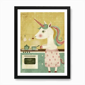 Pastel Unicorn Cooking In The Kitchen 1 Art Print