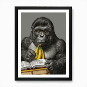 Gorilla Reading Book 1 Art Print