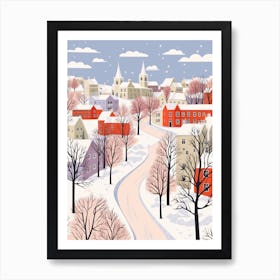 Retro Winter Illustration Cardiff United Kingdom Art Print