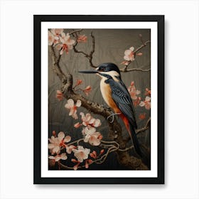 Dark And Moody Botanical Kingfisher 4 Art Print