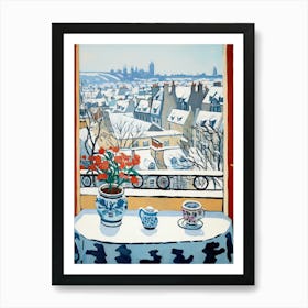 The Windowsill Of Edinburgh   Scotland Snow Inspired By Matisse 1 Art Print