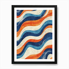 Blue And Orange Waves Art Print