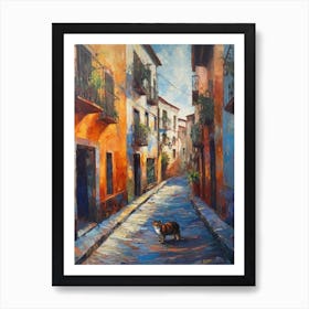 Painting Of A Street In Buenos Aires With A Cat 2 Impressionism Art Print