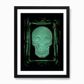 Green Polka Dot Skull Art Print