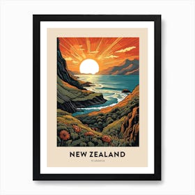 Te Araroa New Zealand 2 Vintage Hiking Travel Poster Art Print