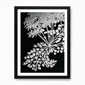 Queen Anne S Lace Leaf Linocut 1 Affiche