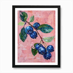 Disco Ball Blueberries Mosaic Painting Kitchen Art Print