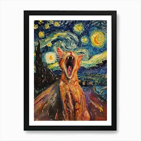 Fantastic Cat Screaming 22 Art Print