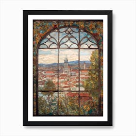 A Window View Of Prague In The Style Of Art Nouveau 1 Art Print