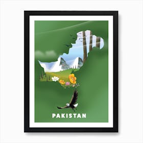 Pakistan Travel map Art Print