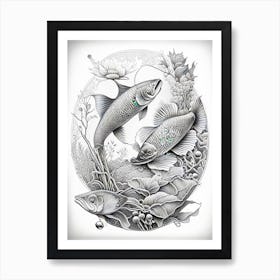 Gin Matsuba Koi Fish Haeckel Style Illustastration Art Print