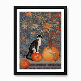 Paradise With A Cat 4 William Morris Style Art Print