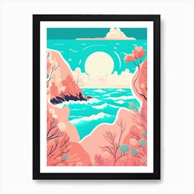 Seaside With Mountains Art Print