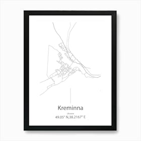 Kreminna,Ukraine Minimalist Map Art Print