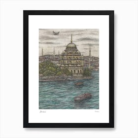 Istanbul Turkey Drawing Pencil Style 3 Travel Poster Art Print