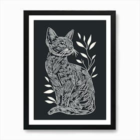 Oriental Shorthair Cat Minimalist Illustration 4 Art Print