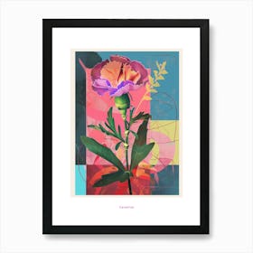 Carnation8 Neon Flower Collage Poster Art Print