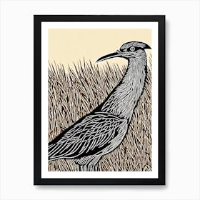 Roadrunner Linocut Bird Art Print
