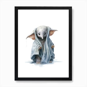 Baby Elephant As A Jedi Watercolour 4 Art Print