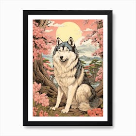 Dog Animal Drawing In The Style Of Ukiyo E 2 Art Print